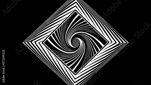 Abstract black and white optical illusion spiral vortex design