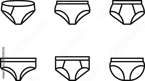 Six Simple Underwear Icons: Minimalist Line Art, Modern Style, Neutral Mood