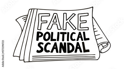 Fake newspaper headline about political scandal in black and white  