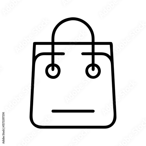 Minimalist shopping bag icon in black and white design  