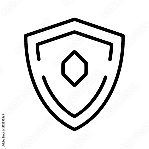 Simple line shield icon design in monochrome style  