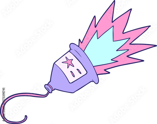 party popper cartoon in bright neon color