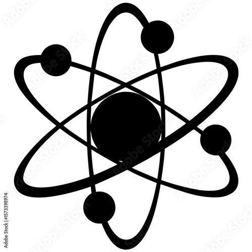 Bold Black Atom Icon Science Energy Physics Symbol Illustration