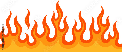 Cartoon Flame Border – Vector Fire Design with Orange and Red Flames