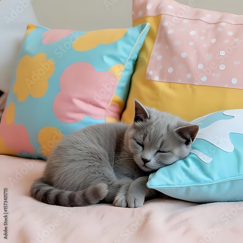 cat sleeping on the bed