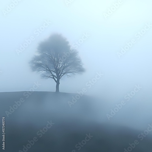 lonely tree in fog