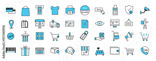 E-commerce icon set. Shopping and online store vector icons. Business and technology symbols.