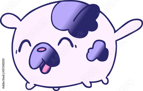 gradient cartoon illustration kawaii cute patch dog in bright neon color