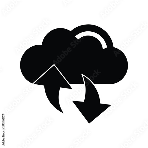 Cloud Sync Arrows Silhouette Icon