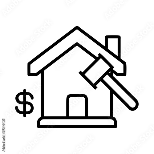 Real estate auction gavel house dollar sign property investment bidding home foreclosure concept