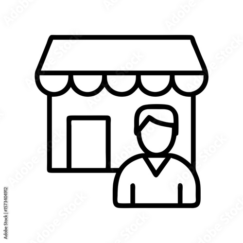Storefront business owner small shop local retail shopkeeper vector icon illustration concept design
