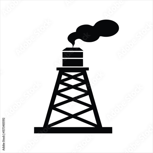Oil Refinery Silhouette Isolated Design