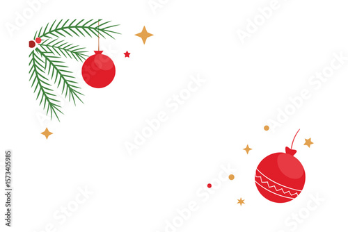 Corner Border Of Stylized Snow Covered Pine Branches