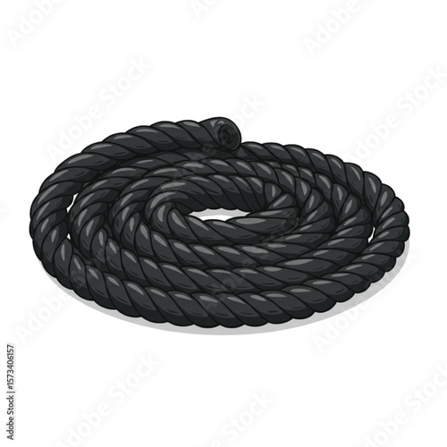 Twisted black rope coiled together creates a nautical or industrial design element, perfect for maritime themes or texture overlays.