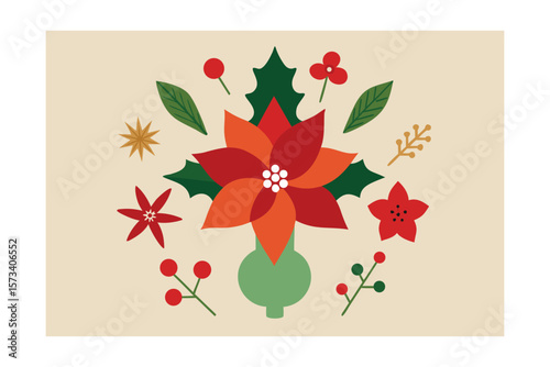 Christmas Bouquet Builder Kit With Isolated Elements
