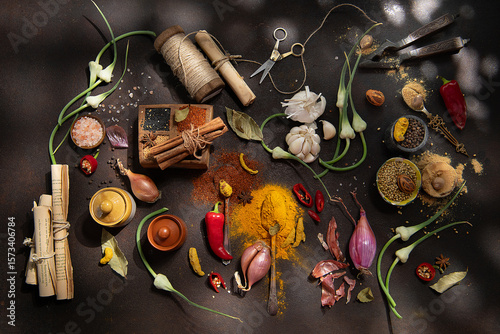 Spices, onion & garlic - flavors 
