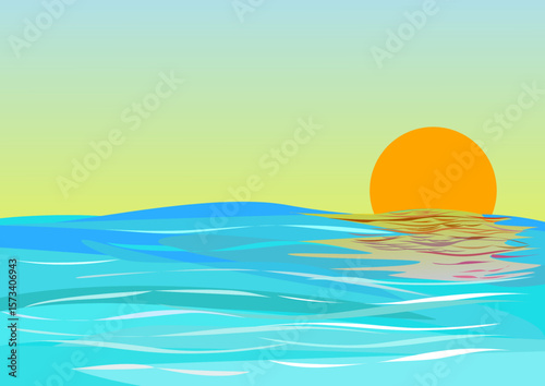 sunset on the sea vector illustration