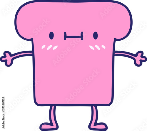 cartoon of a happy slice of wholemeal bread in bright neon color