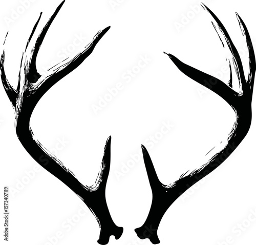 Silhouette of black deer antlers, minimalist illustration