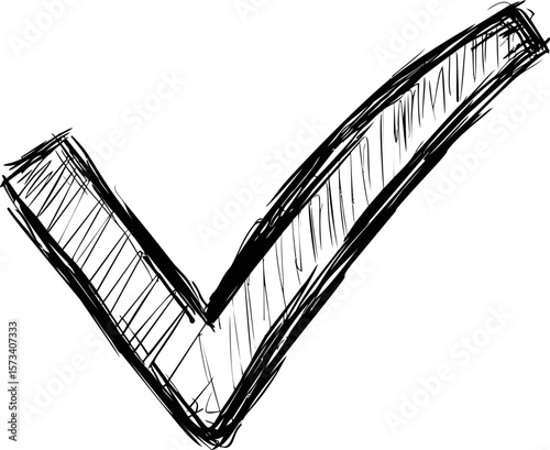 Black sketchy check mark, symbolizing approval and correctness