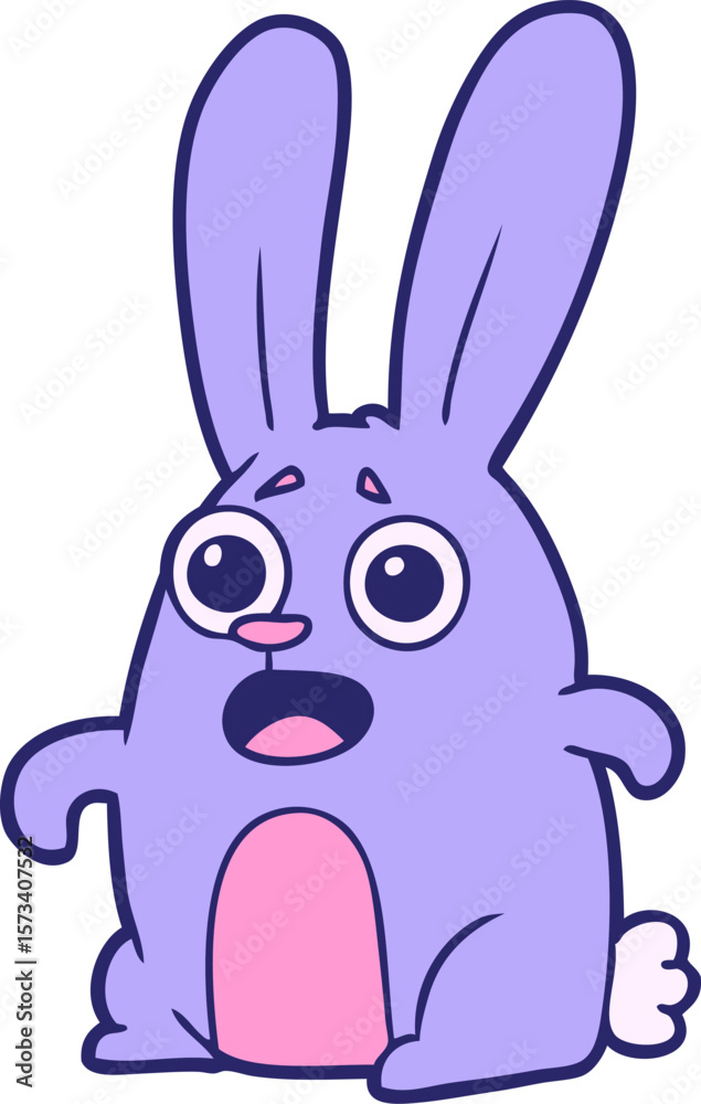 Fototapeta premium cartoon startled rabbit in bright neon color