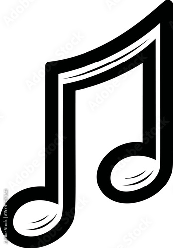 Black and white musical note symbol with a clean minimalist design