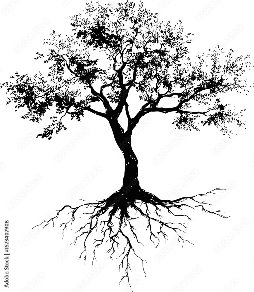 custom made wallpaper toronto digitalSilhouette of tree with branches and roots, nature concept