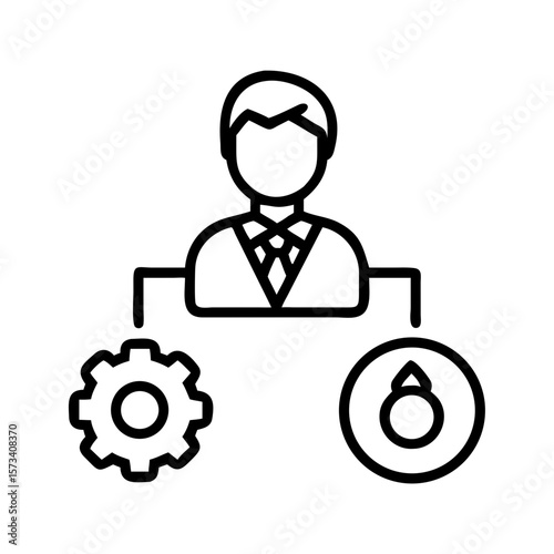 Business process management diagram with workflow automation and task assignment icon vector on transparent background