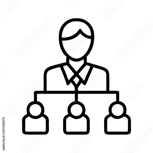 Organization chart hierarchy structure business management team leadership employee network outline on transparent background