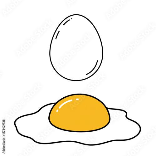 A delightful, outlined egg design showcases freshness, ideal for culinary themes, breakfast promotions, or food-related creative projects.