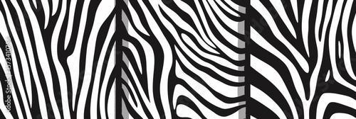 Seamless black and white zebra stripe pattern set with diagonal and wavy abstract lines for minimalist ink painted vector backgrounds collection