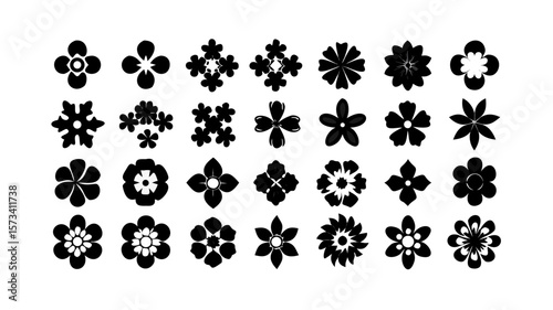 Floral vector collection of flower shapes and flower design elements for designers