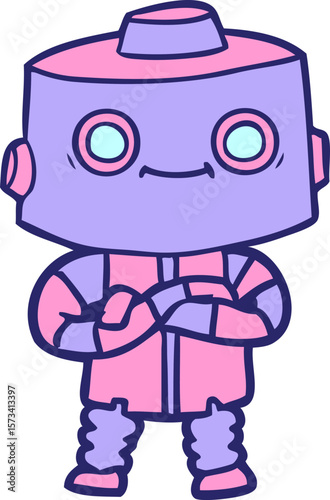 cartoon robot in bright neon color