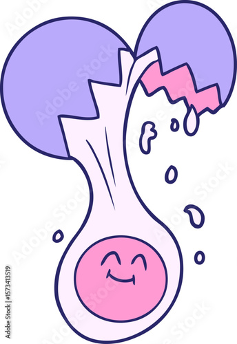 cartoon egg yolk in bright neon color