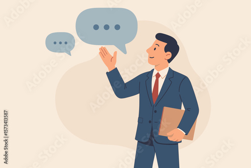 Businessman holding document leading meeting, discussing client feedback, requirement gathering, communication, conversation, effective message, corporate discussion concept