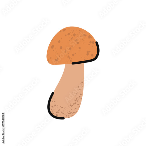 Aspen bolete mushroom. Stylized autumn mushroom.