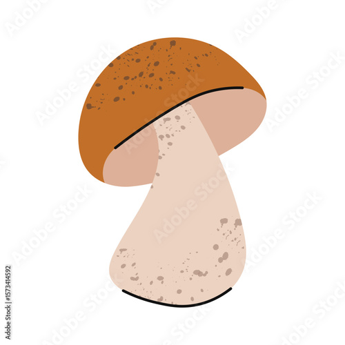 Stylized autumn mushroom. Aspen bolete mushroom.