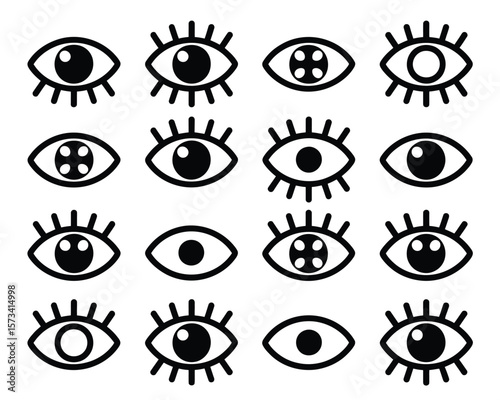 Sacred Eyes Collection – Bold Line Art of Abstract Eyes in Symmetry