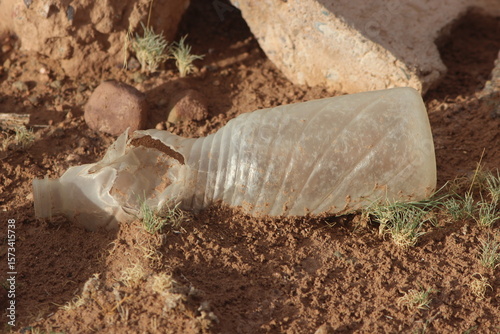 Quadro su tela Plastic bottle lying on the ground