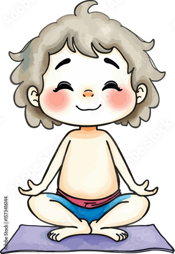 Cute yogi cartoon vector illustration.