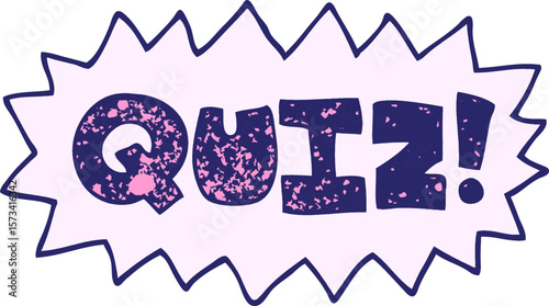cartoon doodle quiz sign in bright neon color
