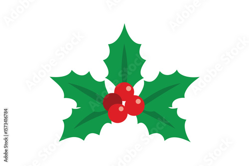 Hand Drawn Holly Leaves And Berries In Classic Red Theme