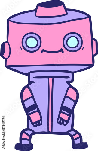 cartoon robot in bright neon color