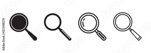 Magnifying glass icon set. loupe sign with check mark, plus symbol. Search icons