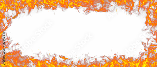 Fire Texture Frame - Burning Border PNG with Empty Center on Transparent Background