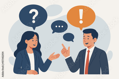 Business discussion and brainstorming session, question and answer, FAQ, problem solving, teamwork conversation, communication, corporate meeting, idea exchange, office collaboration