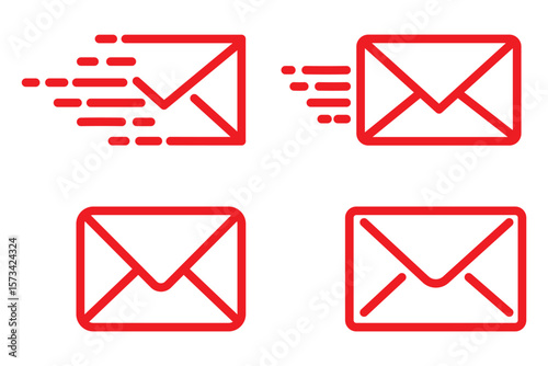 Email send message icon vector set isolated on transparent background. Speed delivery symbol.
