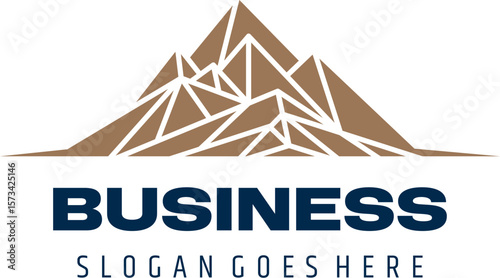 Solid mountain logo in forms low-poly triangles