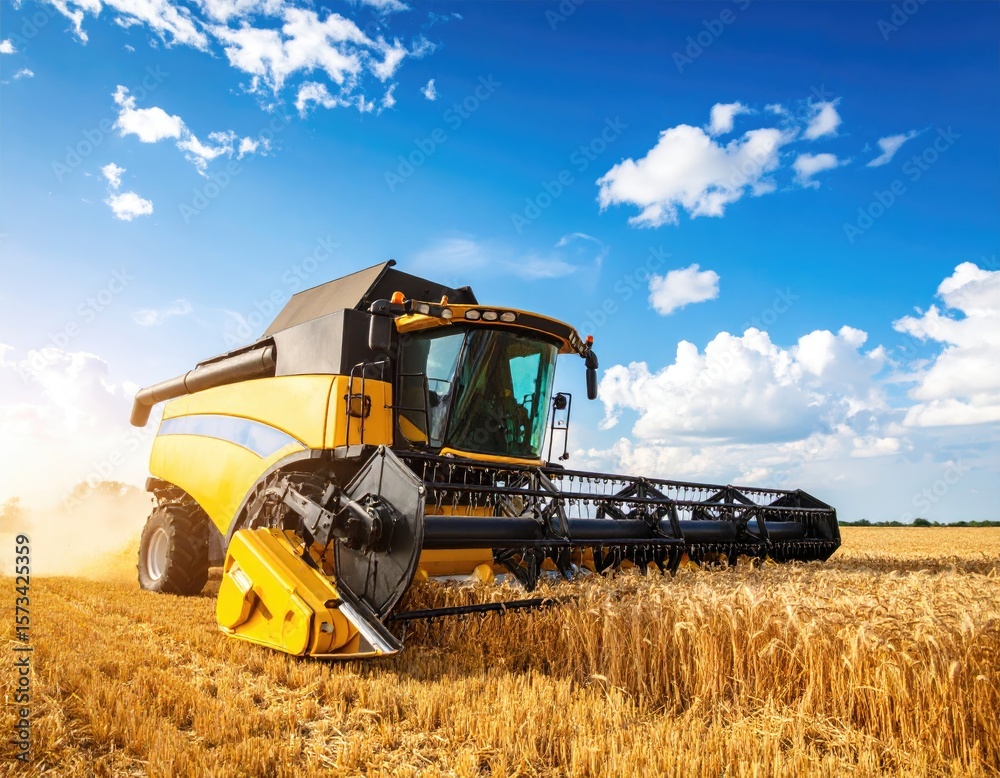 Fototapeta premium Harvester in a golden field (1)