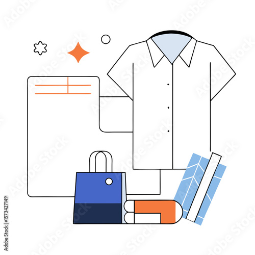 White shirt with minimal accessories illustration